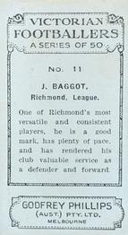 1933 Godfrey Phillips Victorian Footballers (A Series of 50) #11 Jack Baggott Back
